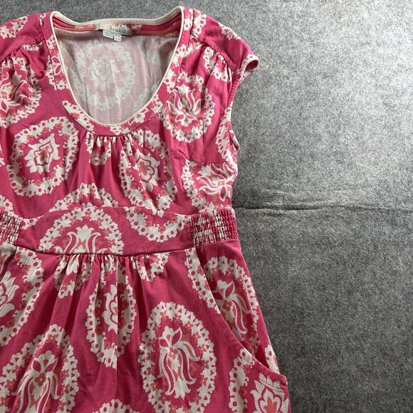 Boden Weekend Jersey Dress Womens 4 Pink Floral Stretch Vacation Beach - Picture 2 of 8